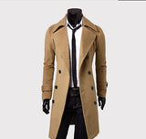 men in black costume New Men's Double Breasted Nylon Trench Coat Mid-Length Slim Casual Overcoat Coat