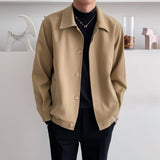 2000s fashion Spring and Autumn Men's Casual Apricot Lapel Jacket Loose Korean Style Trendy Short Profile Jacket
