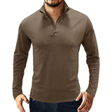 Autumn and Winter Men's Long-Sleeved T-shirt Men's Stand Collar Pullover Zipper Polo Shirt