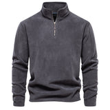 Men's Autumn and Winter Stand Collar Half Zipper Long-Sleeved Sweater Stand Collar Trendy Men's Polar Fleece Top