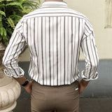 Riolio New High Quality Classic Mens Striped Shirts Fashion Casual Autumn Long Sleeve Slim Fit Shirt Man Brand Clothing