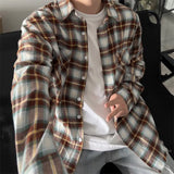 fall mens outfits American-Style Red Plaid Shirt Men's Spring and Summer New High Street Loose High-Grade Shirt Top