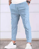 mens clothing styles casual New Striped Ankle-Tied Jogging Pants