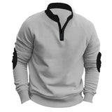 Color Matching Autumn and Winter Loose Casual Fleece-lined Stand Collar Pullover Half Zipper Long Sleeve Sweater