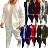 Riolio Autumn and Winter Sports Men's Solid Color Fashion Casual Suit Hooded Cardigan Jacket Solid Color