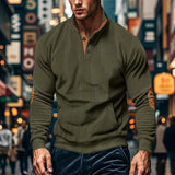 Autumn and Winter Men's Corduroy Casual Stand Collar Long Sleeve Pocket Sweater Men