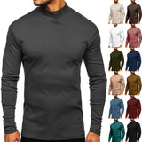 Riolio Men's Autumn and Winter Thickened Warm Long-Sleeved T-shirt Men's Bottoming Shirt Cotton Close-Fitting Half Turtleneck Men's