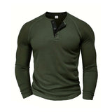 Spring and Autumn Men's T-shirt Youth round Neck Long Sleeve Henley Shirt Men's Casual Bottoming Shirt