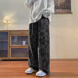 frat boy outfits Japanese Style Lazy Style Versatile Sports Casual Pants Men's Gray Casual Sports Pants Men's Straight Wide Leg Pants