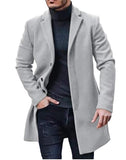 fall mens outfits European Size Men's Woolen Coat Men's Woolen Mid-Length Trench Coat Multi-Color Multi-Size