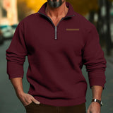 Plus Size Winter Fleece-lined Half Zipper Stand Collar Pullover Solid Color Casual Sweater Men's Fashion
