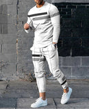 Men's Long-Sleeved Trousers Suit 3D Digital Personality Ethnic Style Printed Fashion Casual Tights