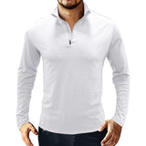 Autumn and Winter Men's Long-Sleeved T-shirt Men's Stand Collar Pullover Zipper Polo Shirt