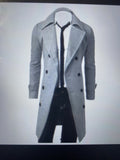 men in black costume New Men's Double Breasted Nylon Trench Coat Mid-Length Slim Casual Overcoat Coat