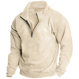 Autumn and Winter Men's Fleece-lined Sweater Stand Collar Half Zipper Long Sleeve European Size Men's Top