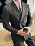 men’s fashion New Style Lapel Collar Dark Striped Business Casual Suit Suit Men's Wedding Dress Beaded Line Suit Two-Piece Suit