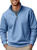 Men's Sweater Casual Zipper Stand Collar Thickened Fleece-lined Solid Color Men's Sweater