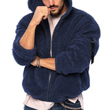 tailgate outfit Men's Winter Double-Sided Arctic Velvet Warm Hooded Zipper Casual Jacket Jacket