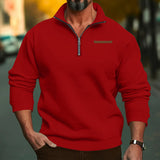 Plus Size Winter Fleece-lined Half Zipper Stand Collar Pullover Solid Color Casual Sweater Men's Fashion