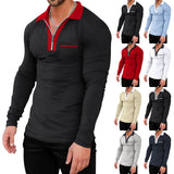 Men's plus Size Half Zipper Long-Sleeved T-shirt Men's Autumn and Winter Quick-Drying Polo Shirt