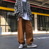 Riolio frat boy outfits Corduroy Pants Men's and Women's Japanese Retro Loose Wide-Leg Casual Pants All-Matching Workwear Ankle-Tied Pants Ins Fashion