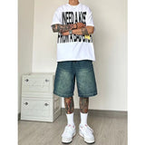 jort outfits American-Style Retro Washed Distressed Soft Denim Shorts Men's Summer Thin Street Versatile Loose Straight Pants