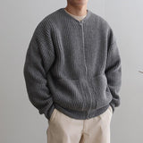 Riolio - KNITTED ROUND-NECK CARDIGAN SWEATER - chill guy 90s fashion mens fashion