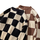 fall outfits aesthetic New Loose Sweater Japanese Style Lazy Retro Men's Autumn and Winter High-Grade Top Chessboard Plaid Sweater