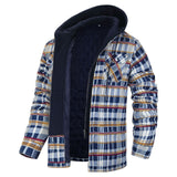 fall outfits men Men's Autumn and Winter Thickened Cotton-Padded Coat Plaid Long Sleeve Loose Hooded Jacket Jacket