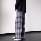 dream clothes Retro Lazy Style Contrast Color Brushed Plaid Wide-Leg Pants Men's Autumn and Winter New Casual Draping Loose Korean Style Mopping Pants