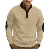 Color Matching Autumn and Winter Loose Casual Fleece-lined Stand Collar Pullover Half Zipper Long Sleeve Sweater