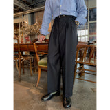 fall wardrobe capsule American Retro Classic Loose High Waist Wide Leg Straight Double Pleated Draping Gentleman Suit Drop Casual Pants