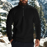 Autumn and Winter Men's Polar Fleece Half Zipper Stand Collar Long Sleeve Solid Color Sweater Size