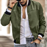 Riolio Autumn and Winter Suede Stand Collar Men's Button Cardigan Jacket Casual Trendy American Coat Men