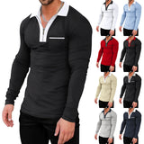 Men's plus Size Half Zipper Long-Sleeved T-shirt Men's Autumn and Winter Quick-Drying Polo Shirt