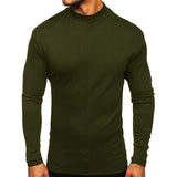 Men's Autumn and Winter Thickened Warm Long-Sleeved T-shirt Men's Bottoming Shirt Cotton Close-Fitting Half Turtleneck Men's