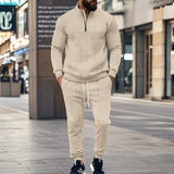 Autumn and Winter Men's Two-Piece Sweater Jacquard Street Fashion Casual Sportswear Suit