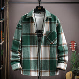 Riolio Shirt for Men Two Tone Spliced Plaid Long Sleeves Blouse Fall Spring Streetwear Shirts Casual Unisex Shacket Tops