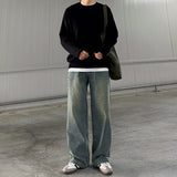 Riolio - DENIM WIDE STRAIGHT JEANS - chill guy 90s fashion mens fashion