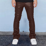 frat outfits Men's Leather Pants Fashionable Printed Mid-Waist Loose Casual Trousers Men's plus Size Hip Hop Pants