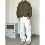 casual outfits White Workwear Casual Pants Men's Spring and Autumn Retro Loose Wide-Leg Pants Straight Draping Mop Pants