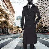 suit New Men's Trench Coat over the Knee Lengthened Business Print Coat Cloak Double Breasted Casual Slim Korean Style