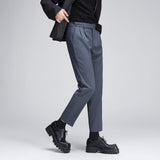 mens fashion British Men's Commuter Anti-Wrinkle Casual Cropped Pants Summer New Versatile Retro Designer Niche Trendy Suit Pants