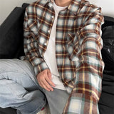 fall mens outfits American-Style Red Plaid Shirt Men's Spring and Summer New High Street Loose High-Grade Shirt Top