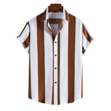 frat boy outfits New Men's Short-Sleeved Shirt Hawaiian Striped Shirt Fashion Casual Short-Sleeved Shirt Men's Fashion