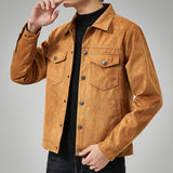 Suede Jacket Men's Winter Fashion Lapel Jacket Men's Loose Casual Top Men