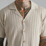 summer outfits men Men's Knitted Button Short-Sleeved Shirt Summer Men's Breathable Short-Sleeved Shirt
