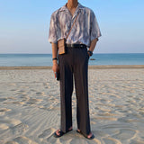 Riolio Men's Summer Pants Thin Korean Style Trendy Loose Casual Trousers Wide Leg Pants Straight Drape Western