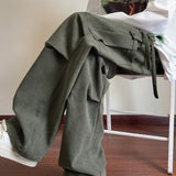 90s fashion men Corduroy Overalls Men's Spring New Loose Straight Pants Trendy All-Match Wide-Leg Sports Casual Trousers