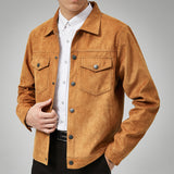 Suede Jacket Men's Winter Fashion Lapel Jacket Men's Loose Casual Top Men